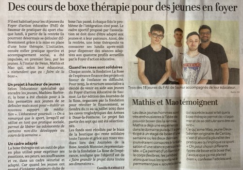 Article du courrier de l'Ouest du 9 juillet 2025 sur Natacha Boxe Thérapie